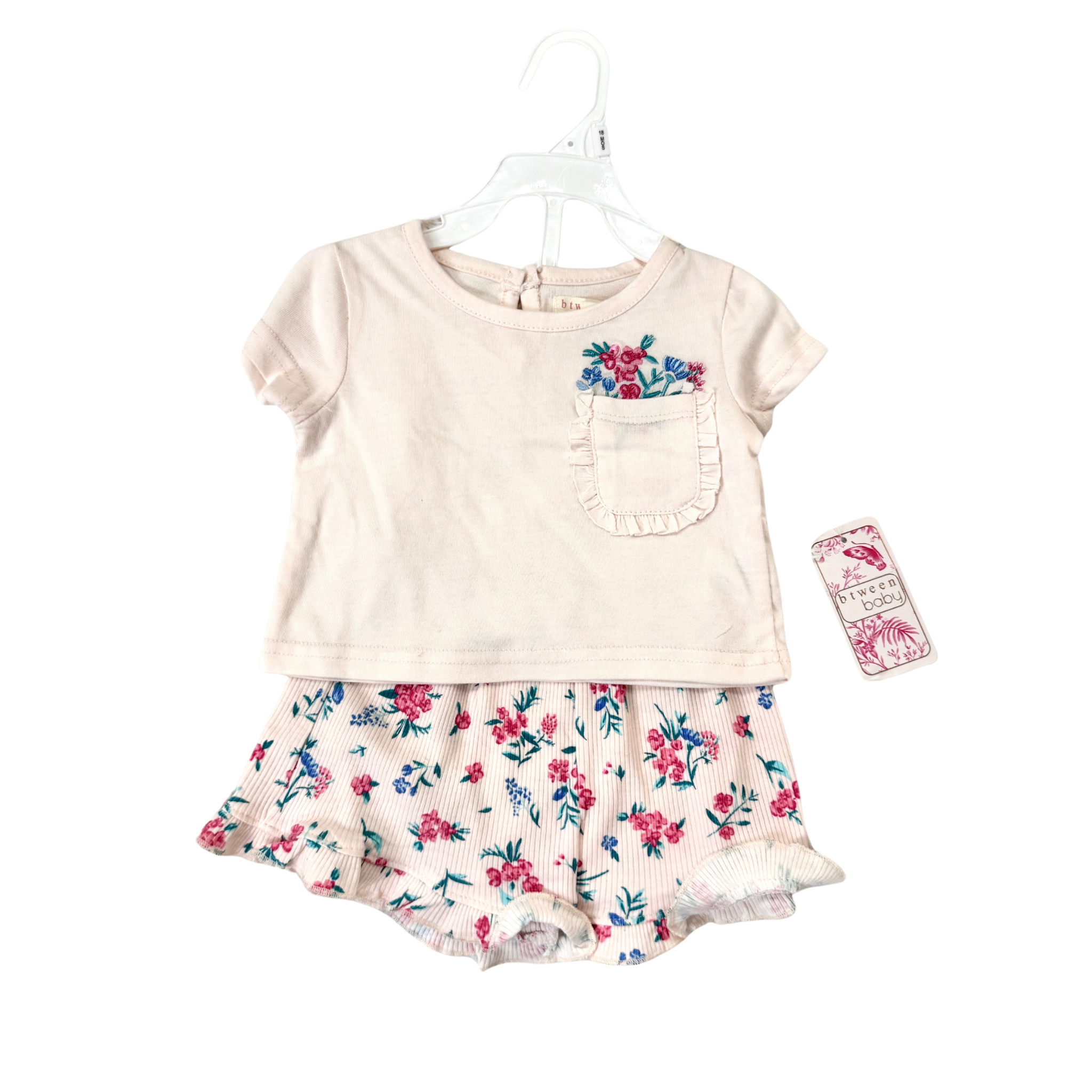 Riley 2 Piece Baby Girl Play Set - Pink Floral (GS71)