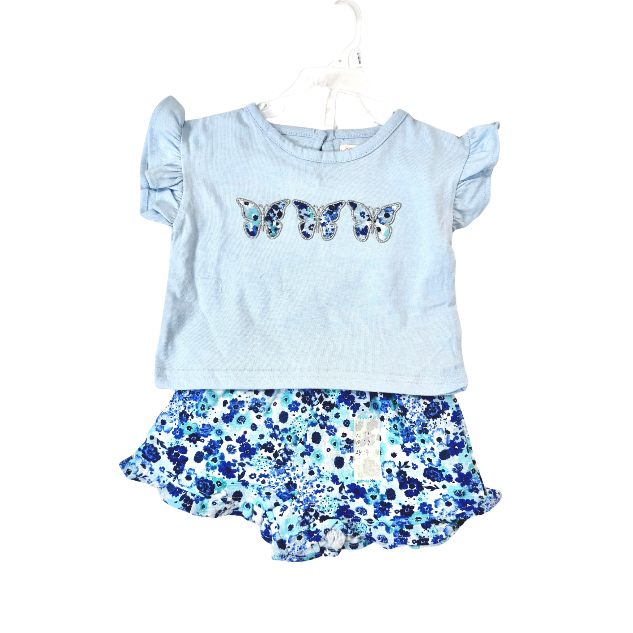 Riley 2 Piece Baby Girl Play Set - Blue Butterflies (GS74)