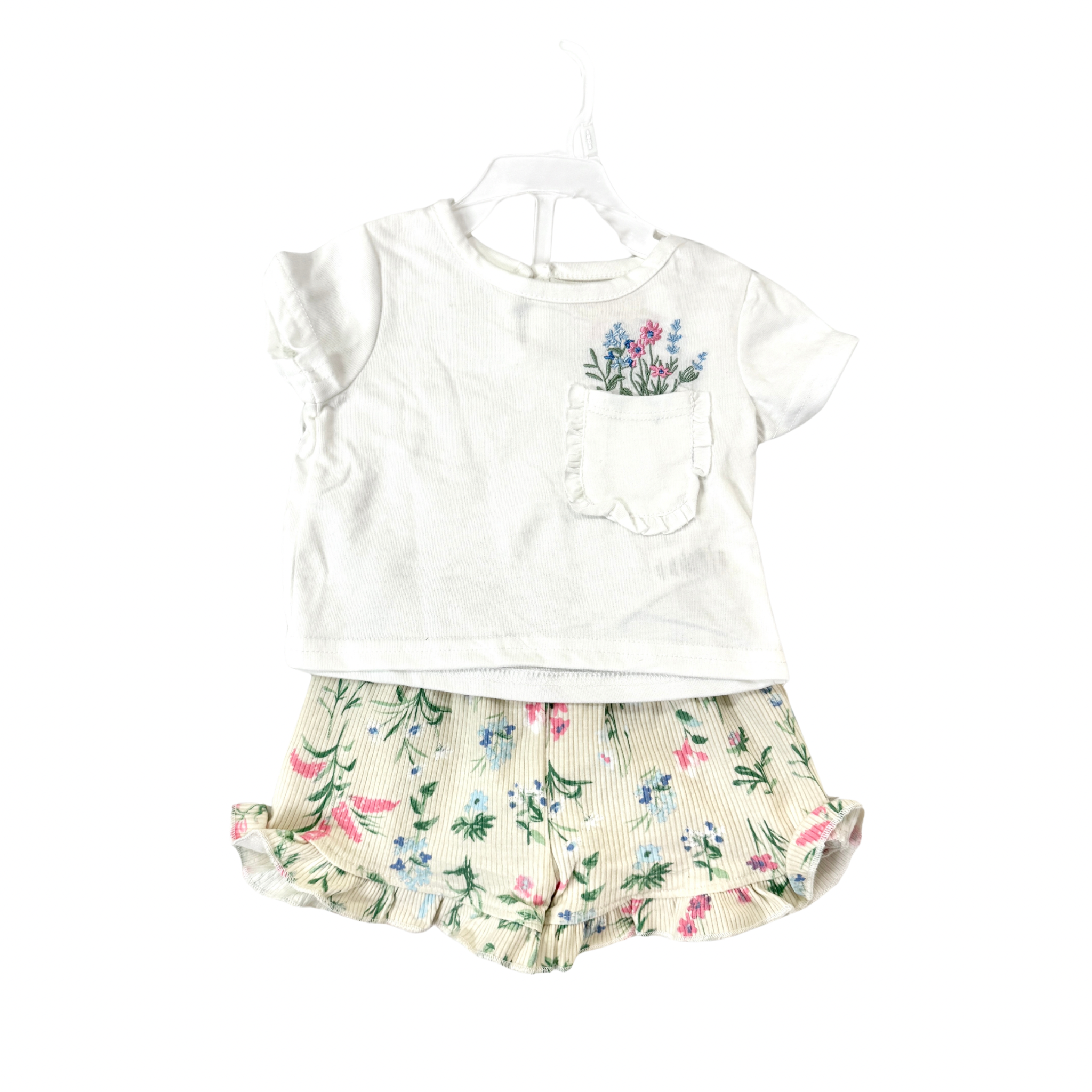 Riley 2 Piece Baby Girl Play Set - White Floral (GS81)