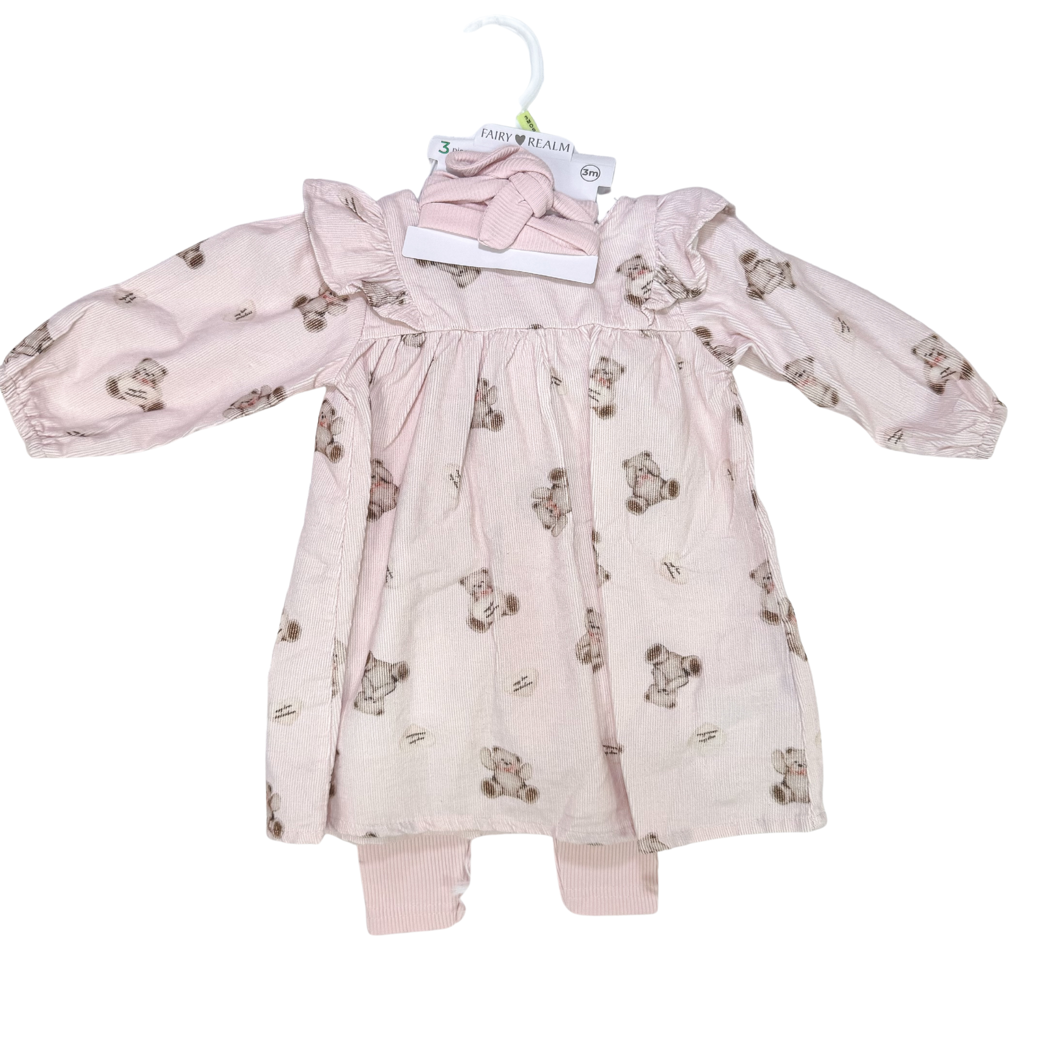 Ivy 3 Piece Baby Doll Dress Set - Pink Teddy (GS17)