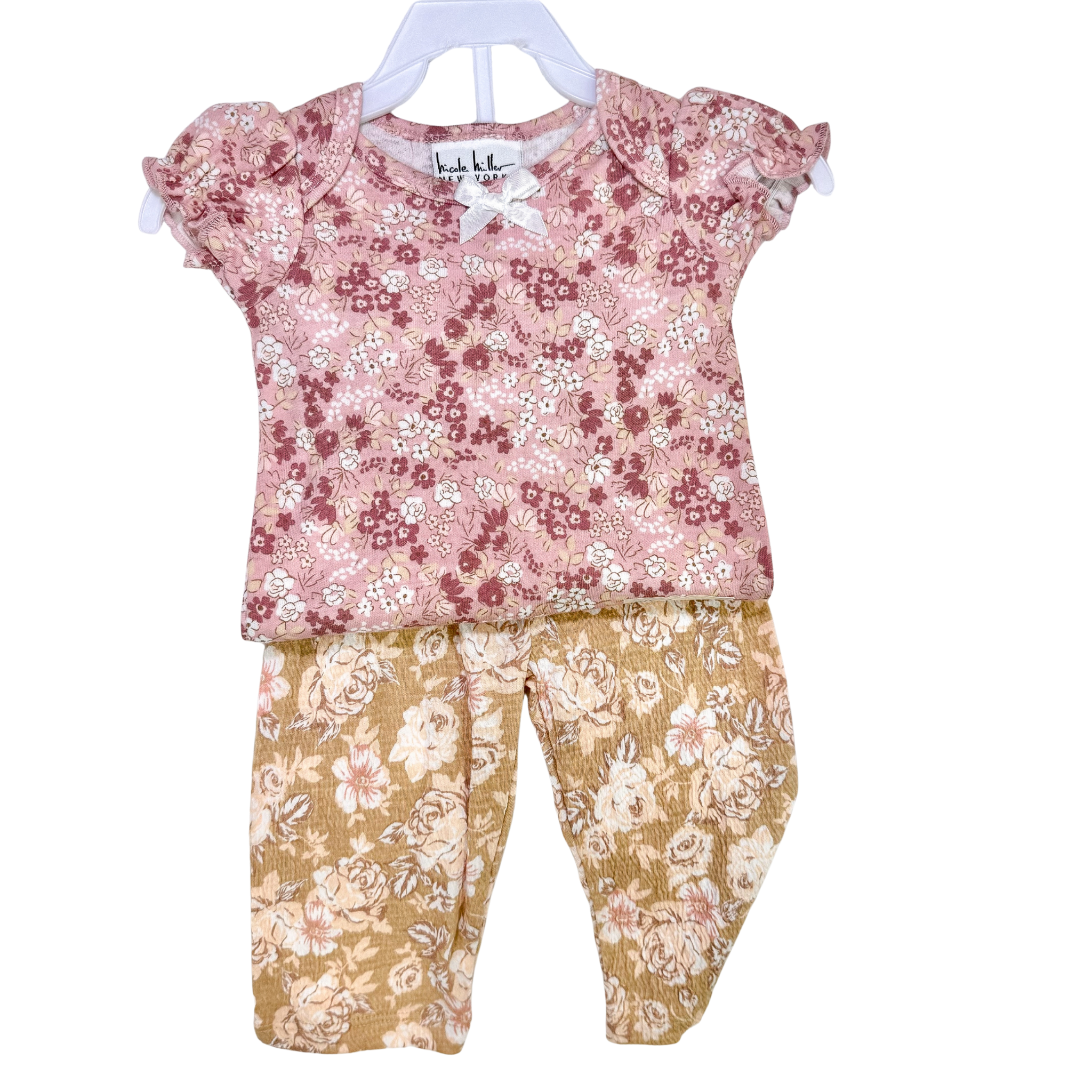 Nicole Miller 2 Piece Girl Romper Set - Floral (GS48)