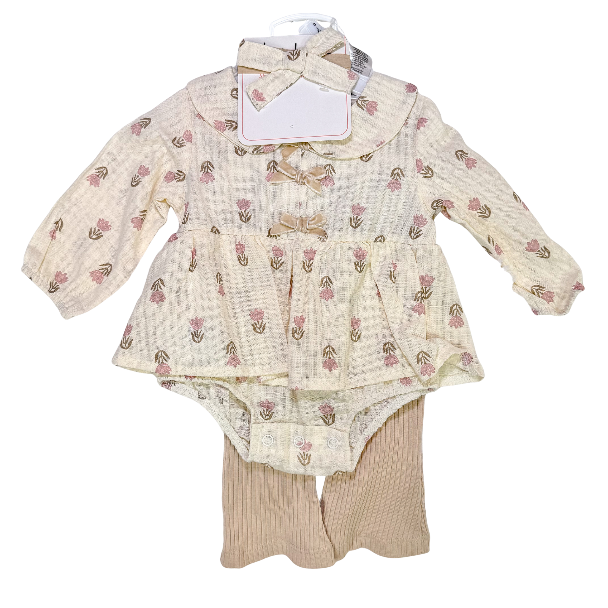 Nicole Miller 3 Piece Girl Romper Dress Set - Fairy Garden (GS51)