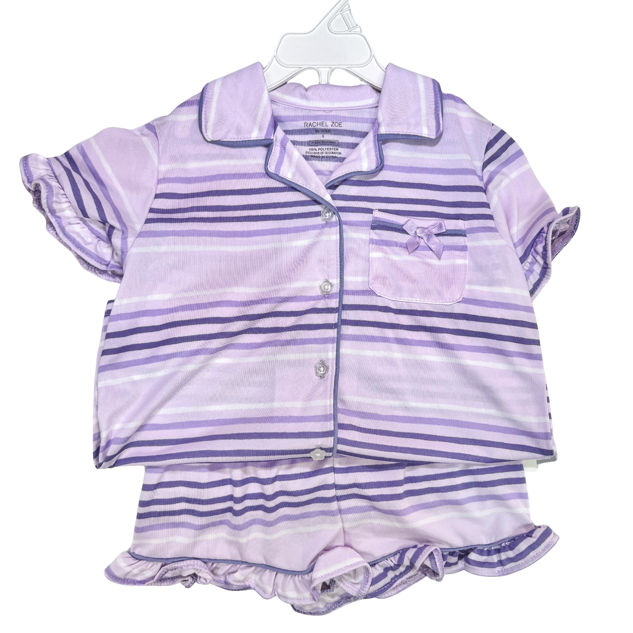 Rhea 2 Piece Baby Girl Play Set - Purple Stripes (GS58)